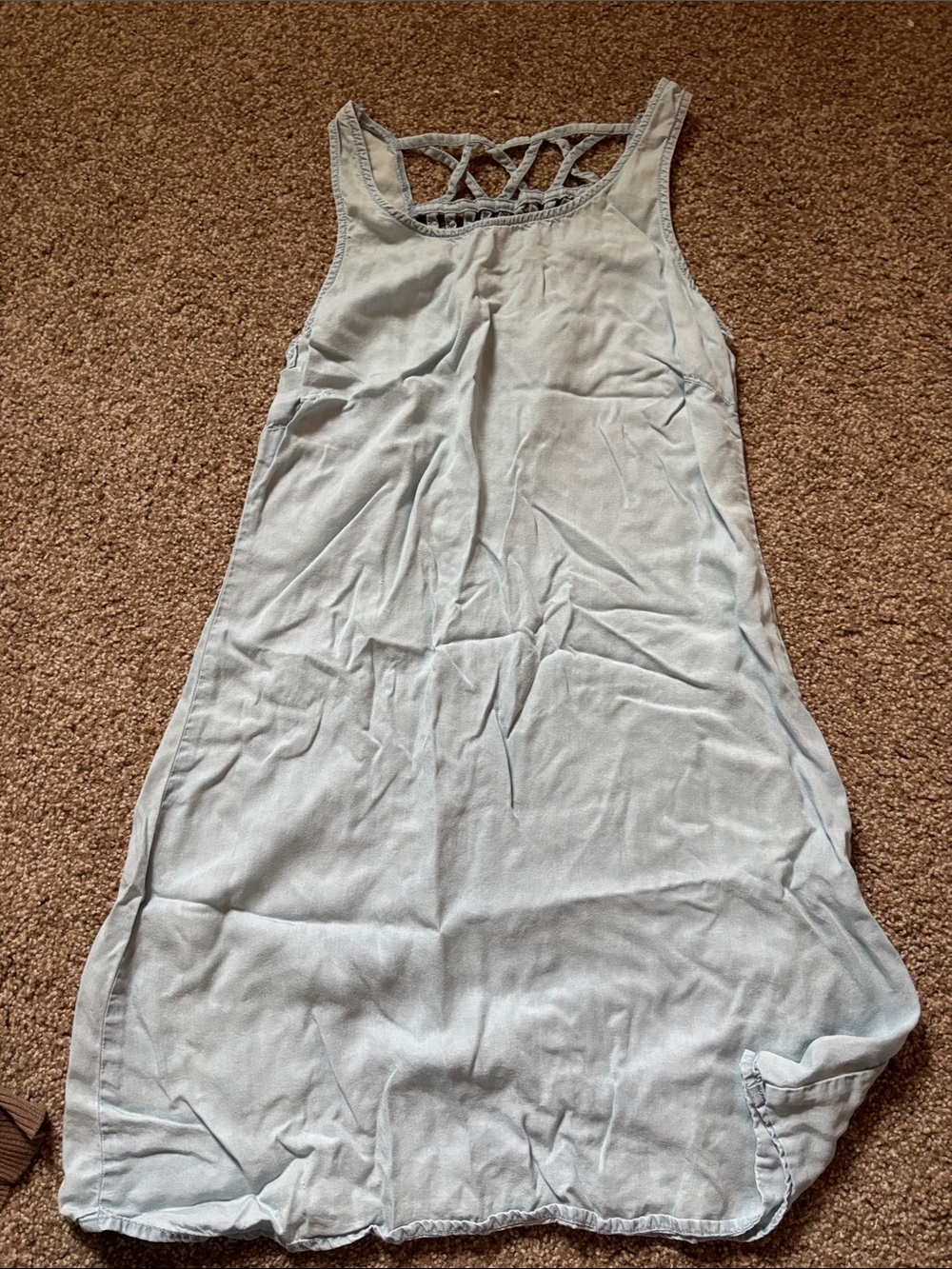 HeartSoul Light Blue Midi Dress with Crisscross Back